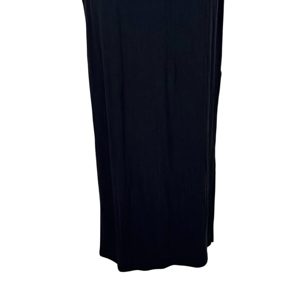 L*Space Black Bodycon Tie Halter Dress Size SM Maxi Ribbed Stretchy Casual LBD